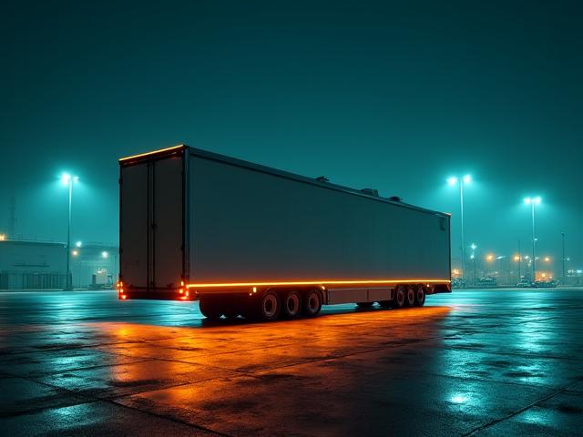 Step deck trailer loaded with cargo