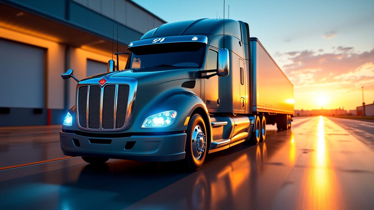 Modern logistics truck at a high-tech Columbus terminal